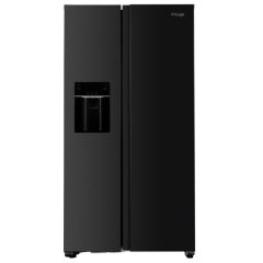   Kluge szabadonálló fekete üveg kétajtós hűtőszekrény, NoFrost, 429L/171L