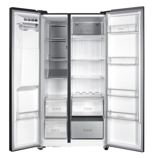 Kluge szabadonálló fekete üveg kétajtós hűtőszekrény, NoFrost, 429L/171L