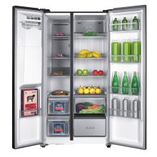 Kluge szabadonálló fekete üveg kétajtós hűtőszekrény, NoFrost, 429L/171L