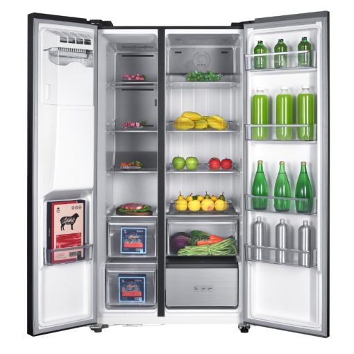 Kluge szabadonálló fekete üveg kétajtós hűtőszekrény, NoFrost, 429L/171L