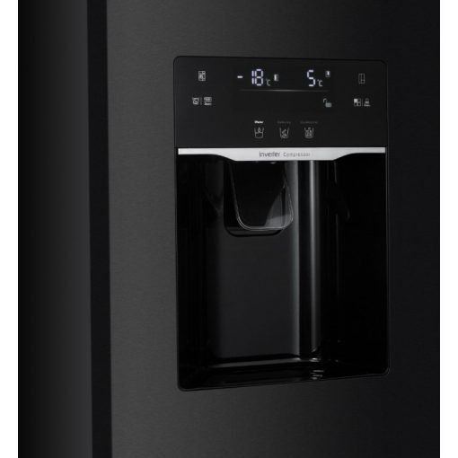 Kluge szabadonálló fekete üveg kétajtós hűtőszekrény, NoFrost, 429L/171L