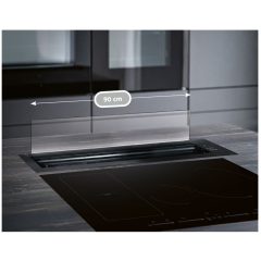   Kluge pultból kiemelkedő páraelszívó átlátszó üveggel, 90cm