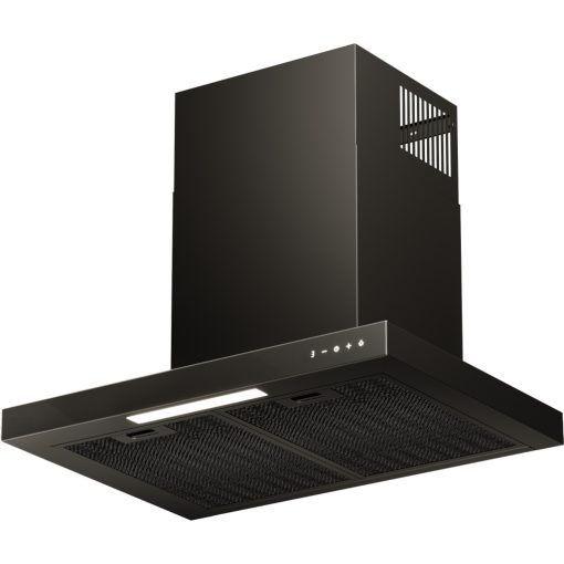 Kluge fali T-alakú fekete páraelszívó, 60cm, üvegfront