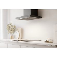 Kluge fali T-alakú fekete páraelszívó, 60cm, üvegfront