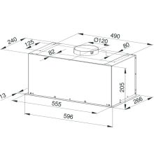 Kluge beépíthető matt fekete páraelszívó, 60cm, 17cm magas