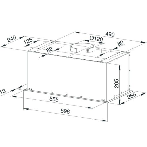 Kluge beépíthető matt fekete páraelszívó, 60cm, 17cm magas