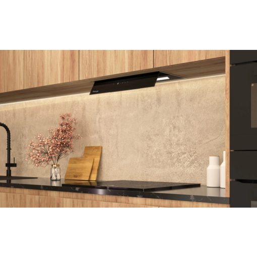 Kluge beépíthető fekete páraelszívó, 52cm, kihajtható fekete üvegpanel