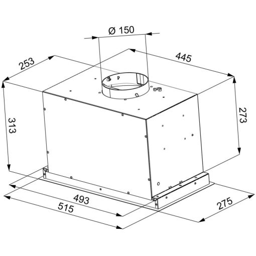 Kluge beépíthető fekete páraelszívó, 52cm, kihajtható fekete üvegpanel