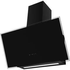   Kluge fali döntött üveg fekete páraelszívó, 80cm, átlátszó kerettel