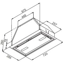 Kluge beépíthető matt fekete páraelszívó, 72cm