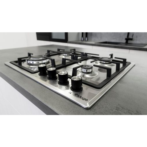 Kluge beépíthető gáz főzőlap, 60 cm, inox, WOK égő
