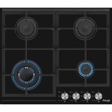 Kluge beépíthető gáz főzőlap, 60 cm, fekete üveg, WOK égő