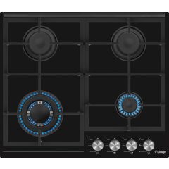   Kluge beépíthető gáz főzőlap, 60 cm, fekete üveg, WOK égő