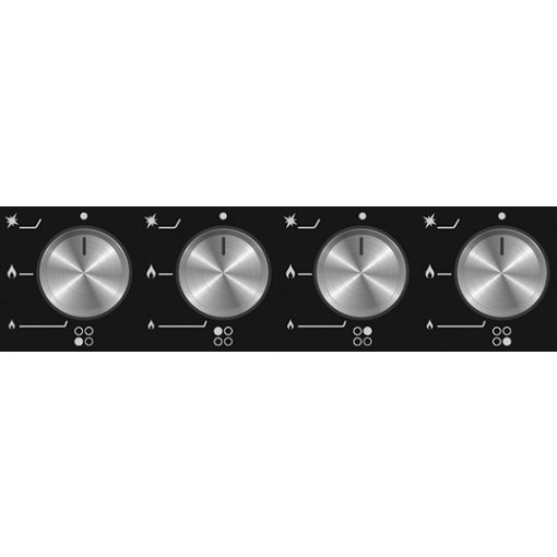 Kluge beépíthető gáz főzőlap, 60 cm, fekete üveg, WOK égő