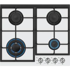   Kluge beépíthető gáz főzőlap, 60 cm, fehér üveg, WOK égő