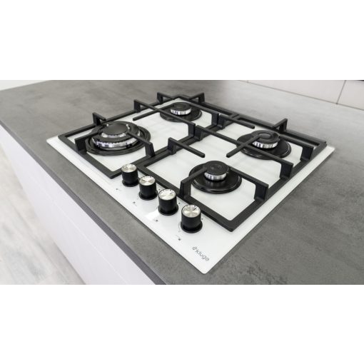 Kluge beépíthető gáz főzőlap, 60 cm, fehér üveg, WOK égő