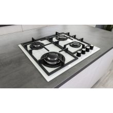 Kluge beépíthető gáz főzőlap, 60 cm, fehér üveg, WOK égő