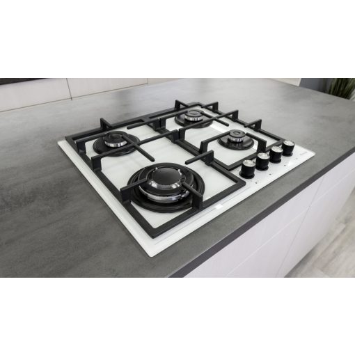 Kluge beépíthető gáz főzőlap, 60 cm, fehér üveg, WOK égő