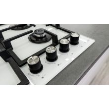 Kluge beépíthető gáz főzőlap, 60 cm, fehér üveg, WOK égő