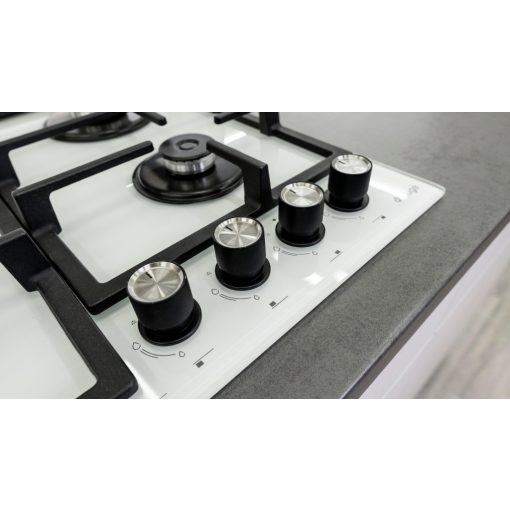 Kluge beépíthető gáz főzőlap, 60 cm, fehér üveg, WOK égő