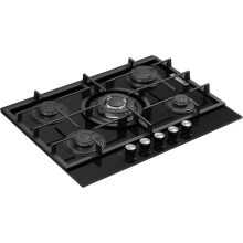 Kluge beépíthető gáz főzőlap, 75 cm, fekete üveg, WOK égő