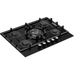   Kluge beépíthető gáz főzőlap, 75 cm, fekete üveg, WOK égő