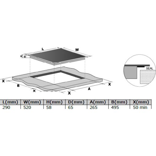Kluge beépíthető indukciós domino főzőlap, 30cm, fekete ü.
