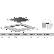 Kluge beépíthető indukciós főzőlap, 60cm, fekete üveg