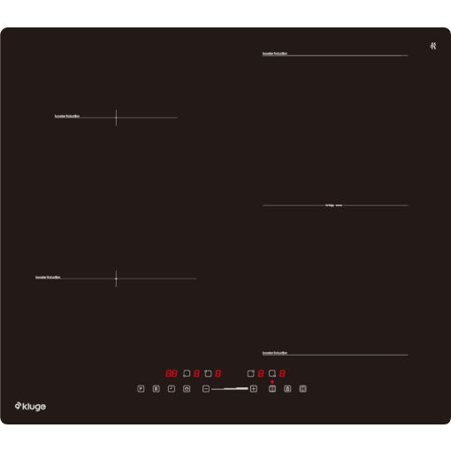 Kluge beépíthető indukciós főzőlap, 60cm, fekete ü., Bridge zóna