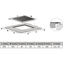 Kluge beépíthető indukciós főzőlap, 80cm, fekete ü.