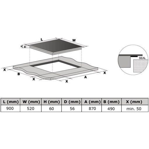 Kluge beépíthető indukciós főzőlap, 90cm