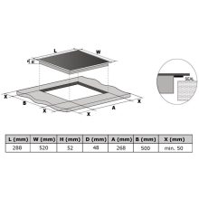 Kluge beépíthető kerámia domino főzőlap, 30cm, fekete ü.