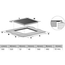 Kluge beépíthető kerámia főzőlap, 60cm, fekete üveg