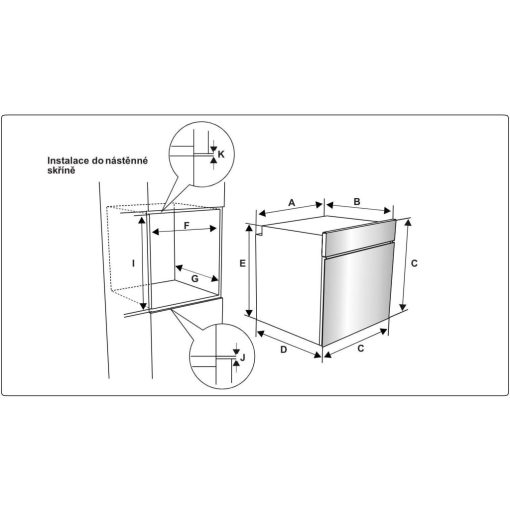 Kluge beépíthető multifunicós inox/fekete sütő, 78L