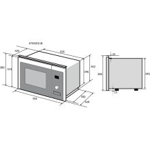 Kluge beépíthető mikrohullámú sütő grillel, 20L, fekete üveg