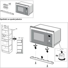 Kluge beépíthető mikrohullámú sütő grillel, 20L, fekete üveg