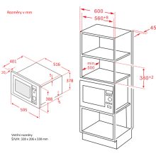 Kluge beépíthető mikrohullámú sütő grillel, 25L, fekete üveg