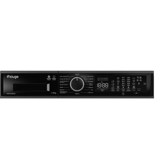 Kluge előltöltős mosógép, 60cm, SteamAssist 9Kg, fekete