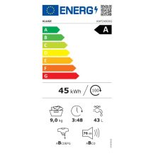 Kluge előltöltős mosógép, 60cm, SteamAssist 9Kg, fekete