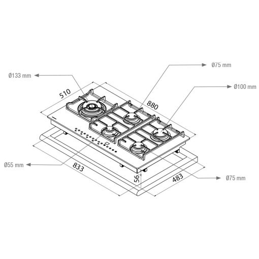 Pando PGA-4490 gáz főzőlap