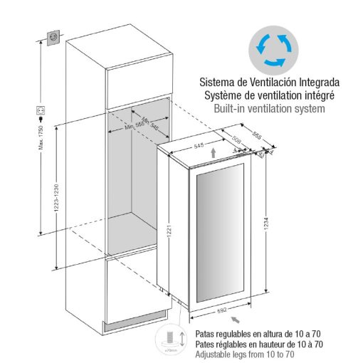 Pando PVMA 124-70 PAR Borhűtő - beépíthető, jobbos
