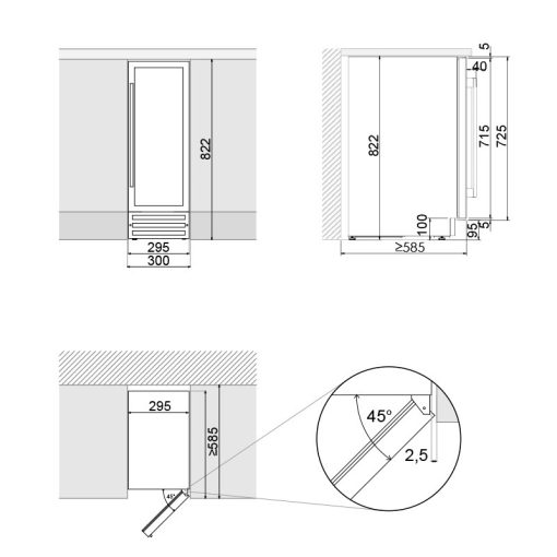 Pando PVMB 30-16XL borhűtő - pult alá építhető, inox, balos