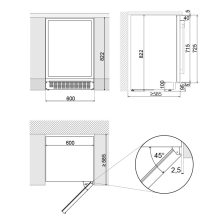 Pando PVMB 60-53XL borhűtő - pult alá építhető, inox, balos