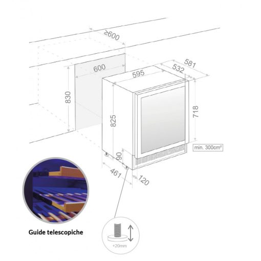 Pando PVZB-60-46CRR borhűtő, pult alá szerelhető, fekete, jobbos