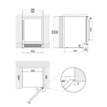 Pando PVZB-60-46XL borhűtő, pult alá szerelhető, inox, balos
