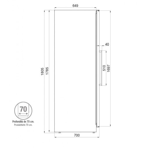 Pando PVZL-180-165XL borhűtő, szabadonálló, inox, balos