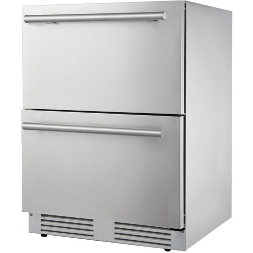 FrigeluX Kültéri inox hűtő RE2T136A pult alá építhető és szabadonálló, 77 L