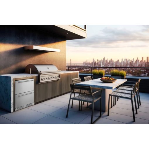 FrigeluX Kültéri inox hűtő RE2T136A pult alá építhető és szabadonálló, 77 L