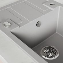 Laveo BARBADOS szürke mini csepptálcás mosogató dugókiemelős helytakarékos szifonnal