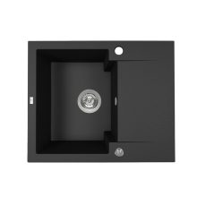 Laveo PICO 45S mini fekete szemcsés gránit mosogató helytakarékos szifonnal